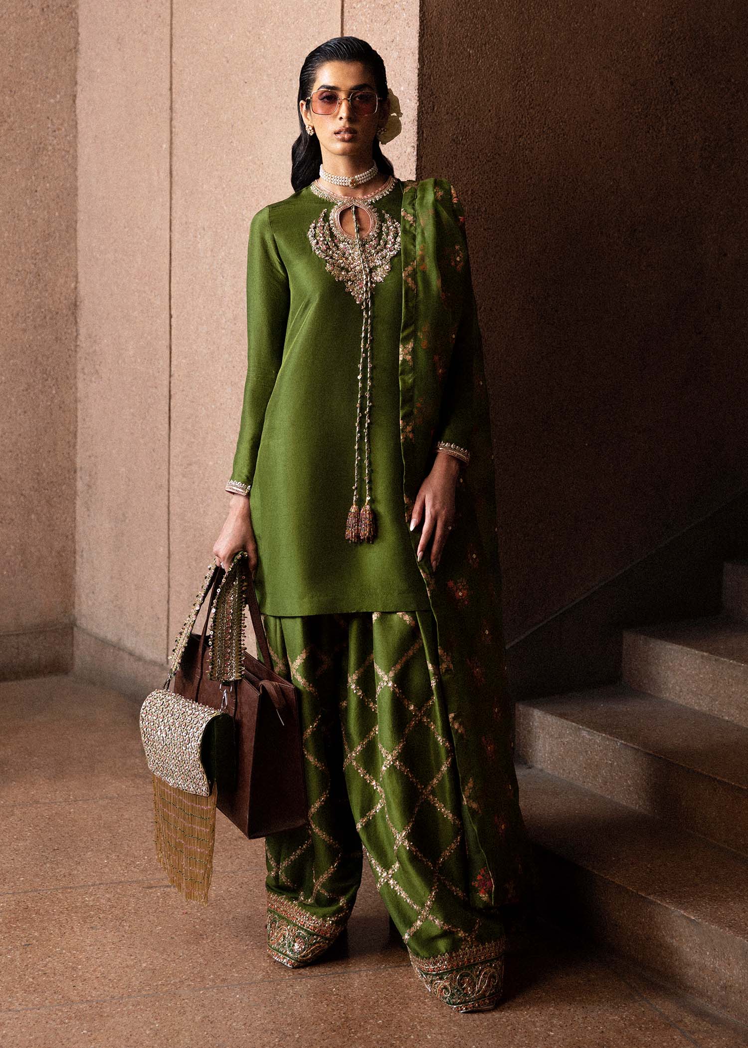 green emerald velvet dress Parag  HussainRehar